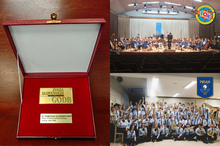 Koprski in piranski pihalni orkester prejela zlato plaketo na 44. tekmovanju slovenskih godb